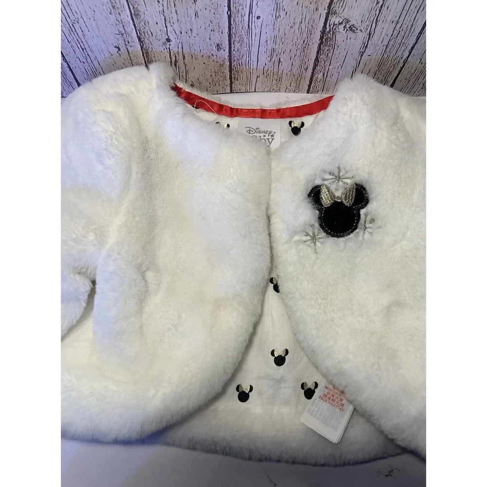 Disney Minnie‎ Mouse Faux Fur Puffer Jacket Coat Size 6-12 Months Baby